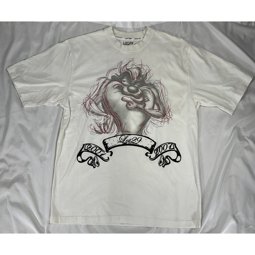 Vtg Y2K Lot 29 Looney Tunes White Sz XL Taz Air Brushed Street Wear T-Shirt 505
